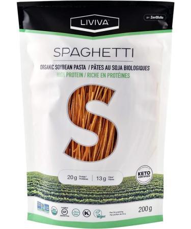 LIVIVA Organic Soybean Spaghetti Pasta (2 Pack 92 g Protein per Bag) High Protein Noodles Diabetic Friendly Keto Vegan Halal Kosher Non-GMO Nutritious Plant-Based Plant-Based Protein Pasta Ready-to-Eat in minutes Gluten Free Noodle - Buy Online on SooperMarket.com