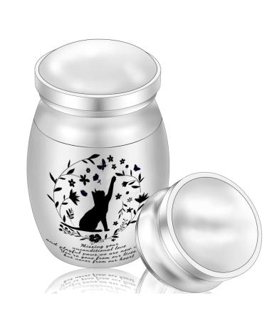 INFUNLY 1PC Pet Ashes Box Stainless Steel Cat Cremation Urns Flowers and Grass Pattern Urns 1.57x1.18 Inch Mini Cremation Urns for Cats Ashes Cats Ashes Holder
