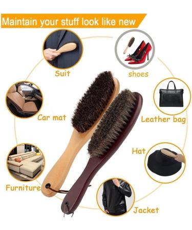 Premium Clothes Brush - Soft Horsehair & Wooden Handle Lint Remover for Suits Shoes Carpet & Furniture - Buy Online on SooperMarket.com
