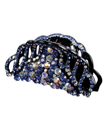 Women Lady Exquisite Crystal Hair Clip Claw Pins Large Fancy Rhinestones Claw Clip Jaw Clips for Thick Hair (Blue)