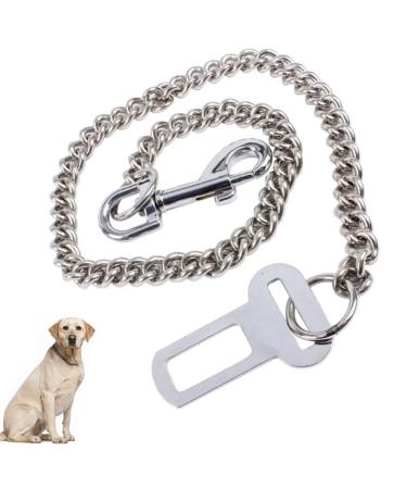 JLEivvi Dog Seat Belt for Car Stainless Steel Dog Car Seat Belt Vehicle Travel Dog Harness Dog Chain Pet Vehicle Safety Restraint Cable for Puppy Small Medium Large Dogs(60cm)