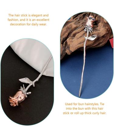 minkissy Metal Chopsticks Metal Chopsticks Rose Metal Hairpin Hanfu Headdress Sticks Bun Hair Pin Chignon Pin Women Girls Hair Accessories Hair Accessories Hair Accessories - Buy Online on SooperMarket.com