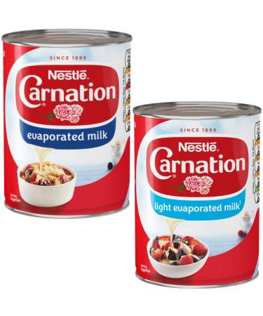 Carnation Milk Bundle With Carnation Evaporated Milk 410g and Carnation Light Evaporated Milk 410g (2 Pack)