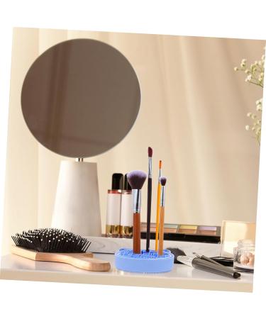 NOLITOY 2-in-1 Makeup Brush Storage Box & Sponge Holder | Silicone Brush Cleaning Mat | Drying Rack & Stand for Makeup Tools - Blue 11x2.5cm - Buy Online on SooperMarket.com