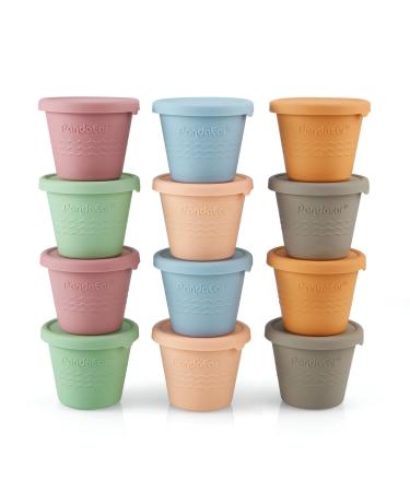 Pandaear 12 pieces of silicone baby porridge freezing container 4 oz baby food container for freezing complementary food storage cup with airtight lids.
