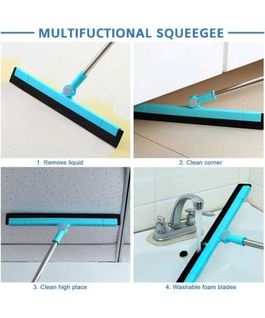 Adjustable Professional Floor Squeegee with 50 Handle - Ideal for Garage, Tile, Shower, and Hair - Foam Water Wiper - Buy Online on SooperMarket.com
