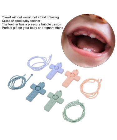 4PCS Cross Design Silicone Baby Teether Set with Lanyard - Teething Toy for Newborns, Ideal Kids Gift - Buy Online on SooperMarket.com