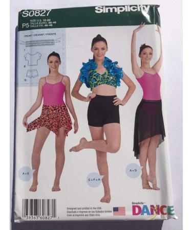Simplicity Dance Pattern 1444 Misses Knit Dancewear Sizes 12-14-16-18-20