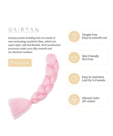 Shop Pink Gairyan Braids Extensions - 24 Jumbo Ombre Synthetic Box Braids for Crochet & Twists | 100g Afro Hair - Buy Online on SooperMarket.com
