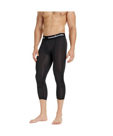 Coolomg compression pants running trousers 3/4 fitness & training functional clothing pants fast drying for men youth children xxxs xxs xs s m l xl xxl rewarway l black