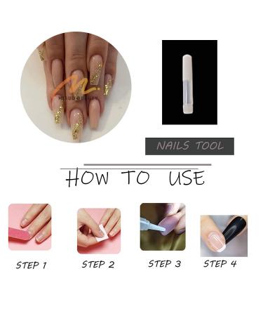 MISUD 24pcs Long Coffin Press on Nails - Bling Gold Glitter & Elegant Nude Pink Gel False Nails with Design - Buy Online on SooperMarket.com