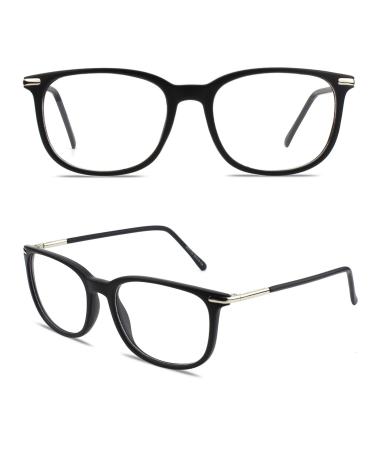 GQUEEN Horn-rimmed glasses without prescription fake glasses nerd glasses women men UV400 PE2 matte black