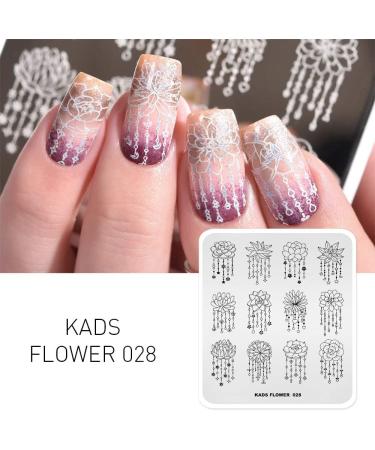 KADS Nail Stamping Plate FL028 - Flower Nature DIY Manicure Stencil Tool - Buy Online on SooperMarket.com