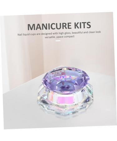 minkissy Nail Art Crystal Cup Cosmetics Glass Purple Cover Diamond 6.5x8cm Purple - Buy Online on SooperMarket.com