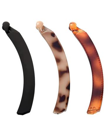 3 Pcs Banana Hair Clip Banana Hair Combs Fishtail Hair Clip Banana Clip Hair Clips for Women Banana Clip Wave Hair Accessory for Women Girls(Black/Brown/Cream Amber)