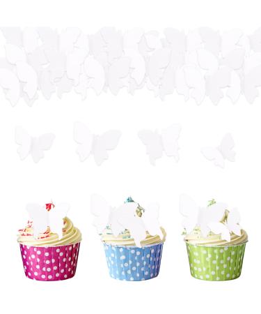 Alegre edible butterflies for cake 50 pieces of butterflies Tortendendeko edible butterflies muffin decoration butterfly decoration birthday cake lid dining papier butterfly wedding 50 pieces white butterflies