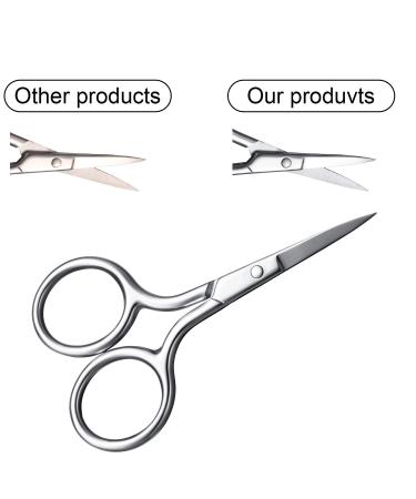 5-Piece Stainless Steel Nose Hair Scissor Set for Facial Grooming - Small Straight Tip Scissors for Hair Removal, Mustache, Beard, Eyebrows, Ear, Nose Trimming - Silver - Buy Online on SooperMarket.com