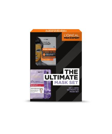 L'Or al Men Expert and L'Or al Paris The Ultimate Mask Gift Set Complete His and Hers Mask Gift Set with 4 Tissue Masks Gift Set for both Men and Women