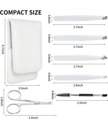 Precision Eyebrow Tweezers Set - Pack of 6 for Ingrown Hair Removal - Slant & Pointed Tweezer Kit with Leather Case - For Women and Men - Buy Online on SooperMarket.com