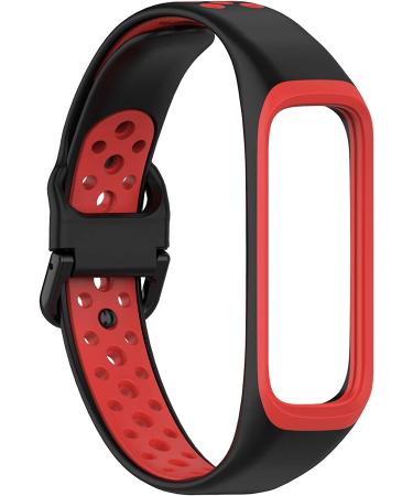 Two-Toned Silicone Wristband for Samsung Galaxy Fit 2 | Red Breathable Bracelet Strap for SM-R220 Fitness Smartwatch - Buy Online on SooperMarket.com