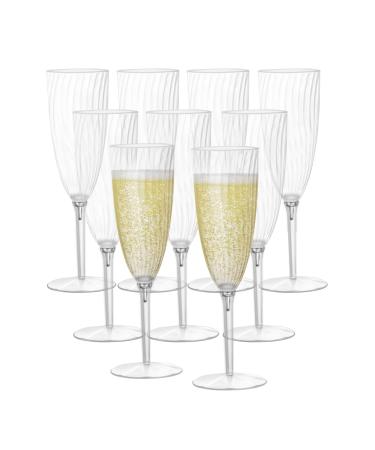 Homvle Plastic Champagne Flutes 6 Oz Disposable Plastic Champagne Glasses (Set of 16) 1- Piece Construction Plastic Wine Glasses for Parties/Wedding 16 Count (Pack of 1)