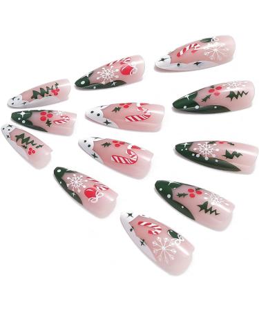 Vatocu Christmas False Nails - Short Red Press on Nails with Snowflakes, Elk, and Snowman Designs - 24pcs for Women and Girls - Buy Online on SooperMarket.com
