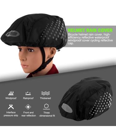 Catime Waterproof Bicycle Helmet Cover - Reflective Rain Protection for Kids & Adults - Adjustable Buckle Dustproof High Visibility Black - Buy Online on SooperMarket.com