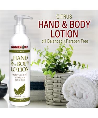 NutriBiotic Hand & Body Lotion - Citrus 8 Fl Oz | Biodegradable Vegan pH Balanced No Dyes Parabens | Gentle Moisturizing with Grapefruit Seed Extract - Buy Online on SooperMarket.com