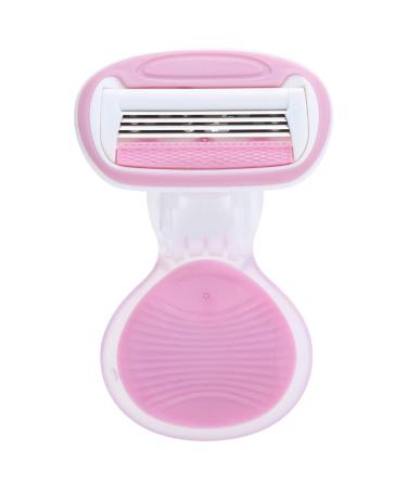 Manual women's razor washable full-body shaver compact travel epilier with storage box for armpits legs arms (pink)