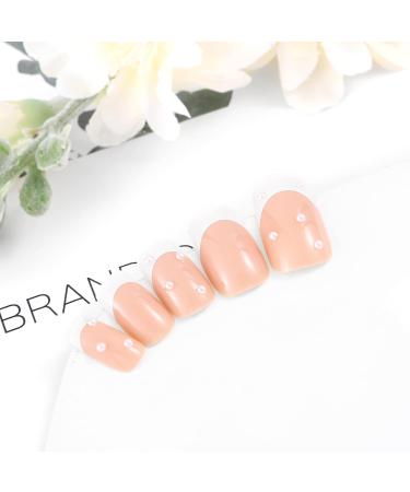 Sethexy Short Square False Nails - 24pcs French Press-On Acrylic Nails with White Pearls for Women & Girls - International Shipping Available - Buy Online on SooperMarket.com