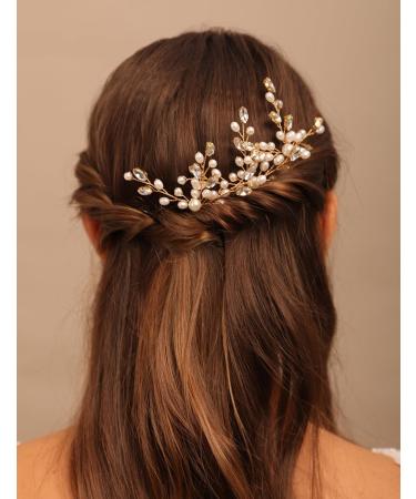 Chargances Crystal Bridal Pearl Hair Pins Set Wedding Rhinestone Hair Pins Elegant Pearl Beaded Wedding Hair Accessories for Women and Girls (Rose Gold) - Buy Online on SooperMarket.com