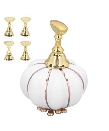 Nail Tip Stand Ceramic Pumpkin Shaped Nail Display Stand Nail Practice Stand for Home DIY and Salon Magnetic Nail Tip Holder Stand Set for Nail Beauty Salon(white)