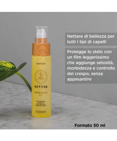 Kemon - Actyva Bellessere Oil for All Hair Types with Argan and Linseed Oils Silk Effect and Anti-Frizz - 50 ml - Buy Online on SooperMarket.com