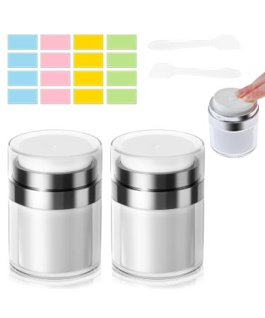 Airless Pump Bottle 2Pcs 30ml Refillable Travel Cream Bottle Cream Jar Vacuum Bottle Portable Cosmetic Container for Lotions Creams