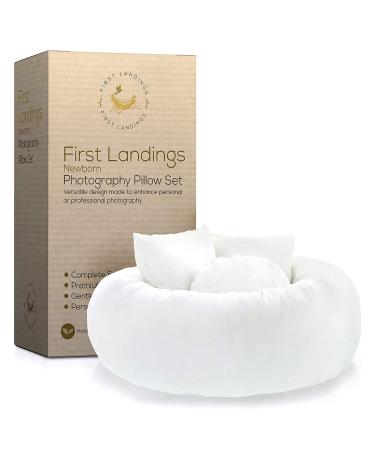 First Landings Newborn Posing Pillows - Photography Props for Baby Boy or Girl Photoshoots - Donut Pillow and 3 Posing Pillows Photography Pillow Set