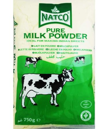 Natco 100% Pure Natural Milk Powder - Made from Sweet Dairy Whey Non-Fat Dry Milk Solids for Cereak/Tea/Coffee - 750g Bag