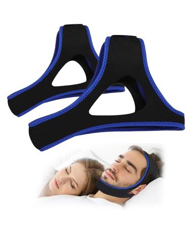 MEIYUETAOSI 2Pcs Jaw Strap for Snoring Adjustable Breathable Chin Airflow Jaw Strap Chin Strap for Sleeping Simple and Effective Stop Snoring Solution for Men and Women Sleeping (Blue)