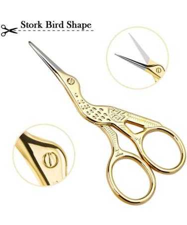Acronde 2PCS Vintage Stork Shape Sewing Scissors - Stainless Steel Tailor Scissors for Embroidery, Craft, and Everyday Use (Gold) - Buy Online on SooperMarket.com