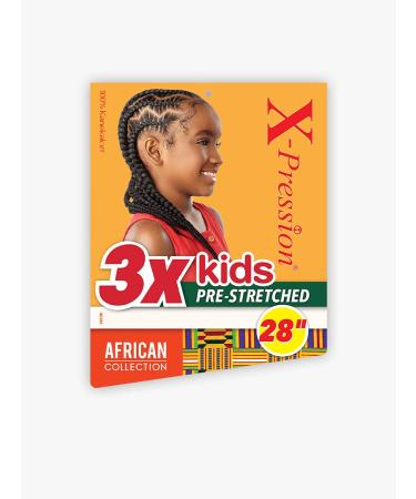Sensationnel African Collection 3X X-PRESSION Kids Pre-Stretched Braid 28" (3-Pack SM1B/BG) - Ideal for Easy Braiding & Styling | Shop Internationally - Buy Online on SooperMarket.com