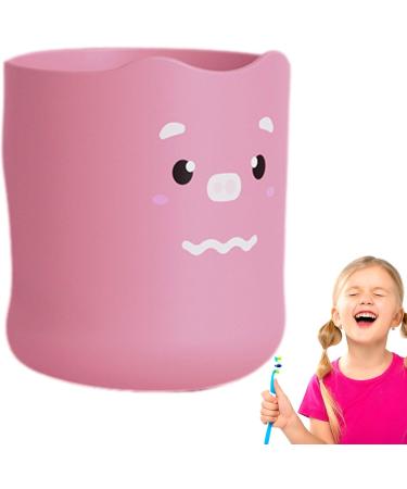 Kids Toothbrush Cup with Handle - 300ml Bathroom Toothbrush Cup Kids Cartoon Unbreakable Toothbrush Cup Adorable Bathroom Accessories for Kids Boys Girls Hixip Little Pink Pig - Buy Online on SooperMarket.com
