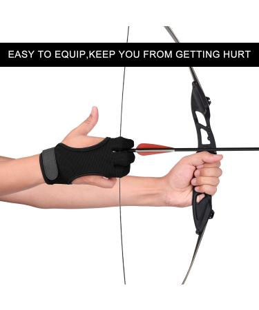 FitsT4 Archery Gloves - Leather Padded Three Finger Protector for Bow Shooting - Non Slip Glove for Kids, Youth, Adult Beginners - 1-Black (Medium) - Buy Online on SooperMarket.com