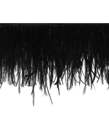 2 Yards Black Ostrich Feathers Fringe Trim Ribbon for Sewing & Crafts - 3-4 inch Width - Buy Online on SooperMarket.com