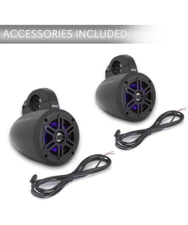 Pyle Waterproof Marine Wakeboard Tower Speakers - 4 Inch Dual Subwoofer Set - 300W Max Power - Built-in LED Lights - Black (PLMRLEWB46B) - Buy Online on SooperMarket.com