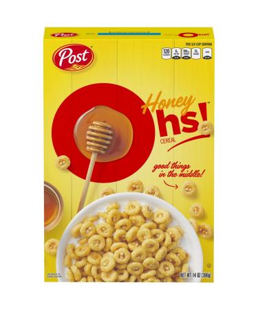 Post Honey Oh!s cereal, Filled Ohs Breakfast Cereal, 14 Ounce (Pack of 8)