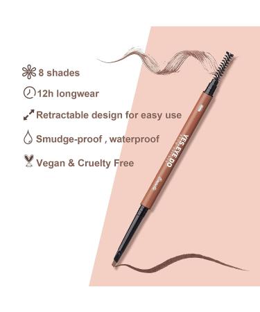 Smudgeproof Gray Eyebrow Pencil for Older Women | Waterproof Dual-ended Makeup Pen with Brush Spoolie for Precise Definition | Longlasting Automatic Eye Brow Makeup - Buy Online on SooperMarket.com