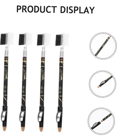 MUSISALY 4pcs Two-in-one Eyebrow Pencil Eyebrow Pencils with Pencil Sharpener Eyebrow Cosmetics Wooden Brown - Buy Online on SooperMarket.com