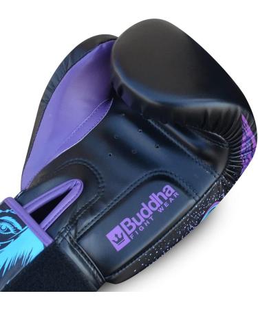 Buddha Fight Wear Fantasy Luzbel Boxing Gloves - 14oz Blue - Muay Thai & Kickboxing - High-Quality Synthetic Leather Odor-Inhibiting Reinforced Seams Unique Designs - Buy Online on SooperMarket.com