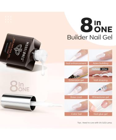 Modelones Milky White Builder Gel - 8-in-1 Nail Strengthener & LED Hard Gel - 15ML Bottle - Gift for Women - Buy Online on SooperMarket.com