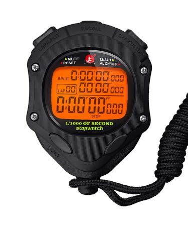 Digital Stopwatch Timer with Back Light Stop Watch 0.001second Timing|100 Lap Memory,Large dispaly Alarm Clock for Coach Sports Swimming Running Marathon Competition(100LAP(Back Light))