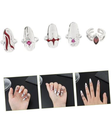 Amosfun 3 Sets Nail Ring Finger Tip Women Ring Ring for Women Rings for Women Jewels for Nails Nail Decor Women's Band Rings Women s Suits Red Decor Zinc Alloy Miss Girl Jewelry White - Buy Online on SooperMarket.com